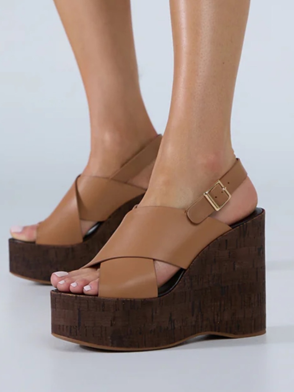 Tony Bianco Vogue Women’s Platform Wedge Slingback Sandal Tan Como NWB